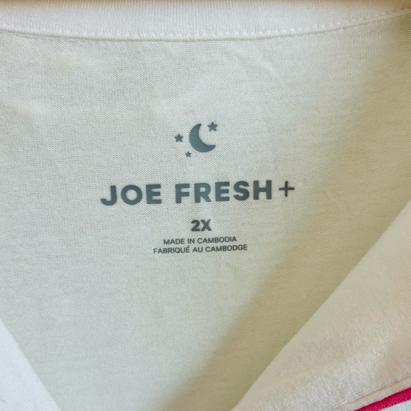 Joe Fresh Women+ Short Sleeve Cream & Pink Sleep Set - Picture 4 of 5